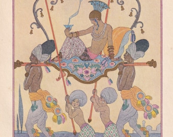 1928 PERFUME by GEORGE BARBIER Print - Original Antique Print - Pochoir - Art Deco Perfume Print - Art Deco Wall Art - 6.4 x 9.75 Inches
