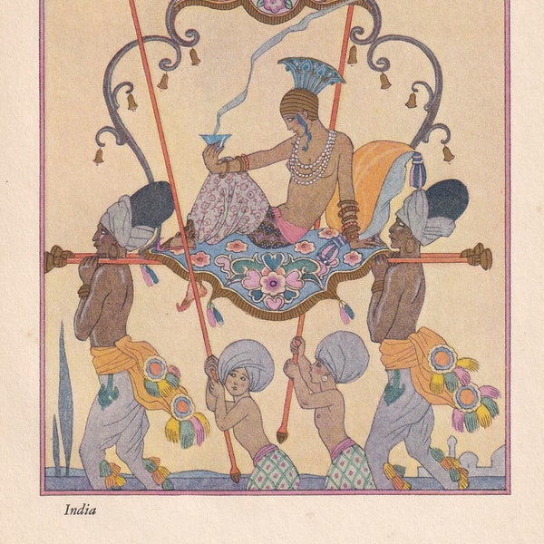 1928 PERFUME by GEORGE BARBIER Print - Original Antique Print - Pochoir - Art Deco Perfume Print - Art Deco Wall Art - 6.4 x 9.75 Inches