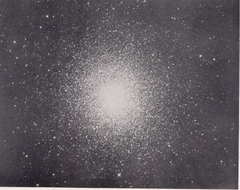 1934 HERCULES STAR CLUSTER Print - Astronomy - Astronomy Print - Original Vintage Print - 89 Years Old - 9.15 x 6 Inches