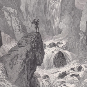 Grabado de Gustave Doré de 1870: &quot;El Tigris al pie del Paraíso&quot; - Arte mural de Doré - Grabado antiguo de Doré - 21,5 x 31,8 cm