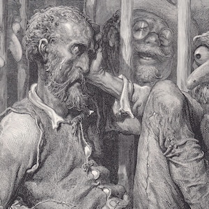 1870 GUSTAVE DORE Print - &quot;The Enchantment of Don Quixote&quot; - Dore Wall Art - Antique Dore Engraving - 8.5 x 12.8 Inches