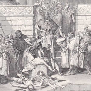 1870 GUSTAVE DORE Druck - "Die Schlachtung der Söhne von Zedekiah" - Bibel Kunst - Dore Wandkunst - Antike Dore Gravur - 8,5 x 12,8 Zoll