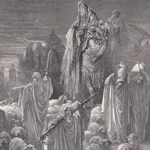 1870 GUSTAVE DORE Druck - "Jakob geht nach Ägypten" - Bibel - Dore Wandkunst - Antike Dore Gravur - 8,5 x 12,8 Zoll