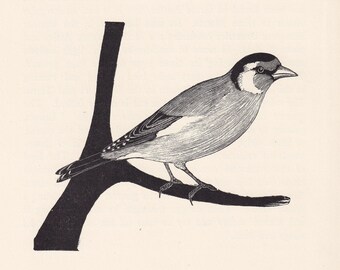 1929年 ゴールドフィンチ鳥プリント 木版画 - 鳥の壁アート - 鳥の木