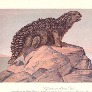 1902 HYLAEOSAURUS Print - Jurassic Reptile - Paleoart - Prehistoric Animals Wall Art - 121 Years Old - 10.5 x 7.5 Inches