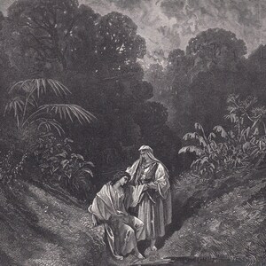 1870 GUSTAVE DORE Druck - "David und Jonatan" - Bibel - Dore Wandkunst - Antike Dore Gravur - 8,5 x 12,8 Zoll