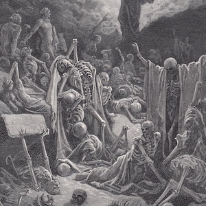 1870 GUSTAVE DORE Print - &quot;The Vision of the Valley of Dry Bones&quot; - Dore Wall Art - Antique Dore Engraving - 8.5 x 12.8 Inches