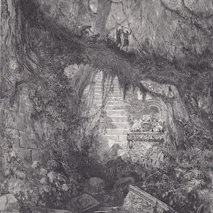 1870 GUSTAVE DORE Print - &quot;The Wood of Blood in Atala&quot; - Dore Wall Art - Antique Dore Engraving - 8.5 x 12.8 Inches