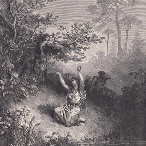 Grabado de Gustave Dore (1870): &quot;La madre india y su hijo muerto&quot; - Arte mural de Dore - Grabado de Dore - 8,5 x 12,2 pulgadas