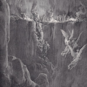 1870 GUSTAVE DORE Druck - "The Perilous Pass" - Dante - Dore Wandkunst - Antike Dore Gravur - 8,5 x 12,8 Zoll