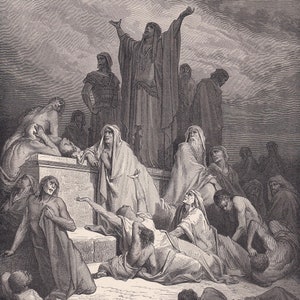 1870 GUSTAVE DORE Print - &quot;The Plague of Jerusalem&quot; - Dore Wall Art - Antique Dore Engraving - 8.5 x 12.8 Inches
