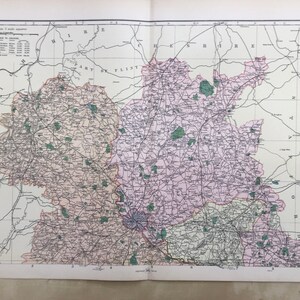 1895 Große NORTH SHROPSHIRE KARTE - Original Antike Landkarte - Bacon Map - Große Wandkarte - England County Map - Über 120 Jahre alt