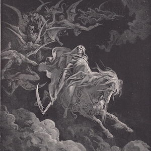 1870 GUSTAVE DORE Print - &quot;The Vision of Death&quot; - Dore Wall Art - Dore Engraving - 8.5 x 12.8 Inches