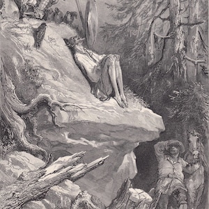 1870 GUSTAVE DORE Druck - "Don Quijote's Madness" - Dore Wandkunst - Dore Gravur - 22 x 32 cm."