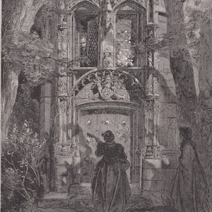 1870 GUSTAVE DORE Print - &quot;The Mock Serenade&quot; - Dore Wall Art - Dore Engraving - 8.5 x 12.8 Inches