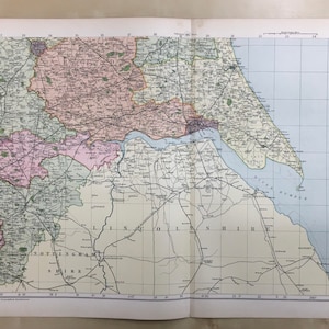 1895 grote kaart van SOUTH-EAST YORKSHIRE - originele antieke kaart - Bacon-kaart - kaart grote muur - kaart England County - meer dan 120 jaar oud