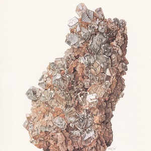 1968 SCHONITE (PIKROMERYT) Wydruk – Mineralny prezent ścienny – Mineralogiczny wystrój – Kamienie szlachetne – Sztuka naskalna – Element – 7,5 x 10,6 cala