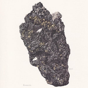 Wydruk ENARGITE z 1968 r. – mineralny prezent ścienny – wystrój mineralogiczny – kamienie szlachetne – sztuka naskalna w stylu vintage – element – 7,5 x 10,6 cala