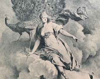 1895 JUNO & VENUS Print - Art Nouveau Jugendstil Wall Art Decor - Grote antieke print, decoratieve vorbilder - 10 x 14 inch