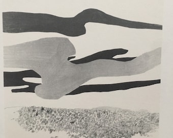 Vintage 1978 DAVID HOCKNEY - "Grass and Clouds, 1964" Print - Hockney Art - Hockney Wall Art -   - 8 x 8.12 Inches