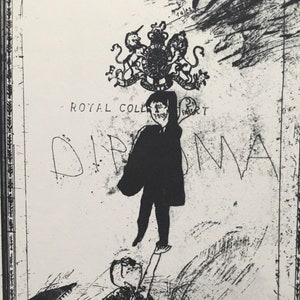 1978 DAVID HOCKNEY - Impresión "El Diploma, 1962" - Arte Hockney - Arte mural Hockney - Impresión vintage - 20 x 20 cm