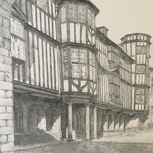 1927 CAMBRIDGE - QUEEN&#39;S COLLEGE, President&#39;s Lodge, door W.G. Blackall - Originele print - Cambridge University Print - Meer dan 90 jaar oud