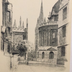 1934 OXFORD - RADCLIFFE SQUARE, by W.G Blackall - Original Print - Oxford University Print - 7.5 x 9 Inches