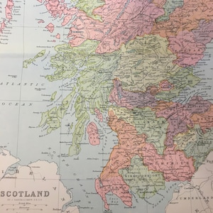 Carte de l'Ecosse de 1890 - Bartholomew Map - Ancienne carte de l'Ecosse - Carte de l'Ecosse - Gravure ancienne originale - Plus de 130 ans