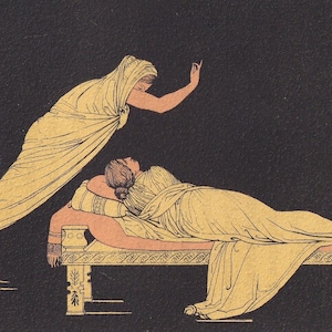 1880 PENELOPE&#39;S DREAM Print - Greek Myths, Homer, the Odyssey Print - Odysseus - Mythology Wall Art - 7.5 x 5 Inches