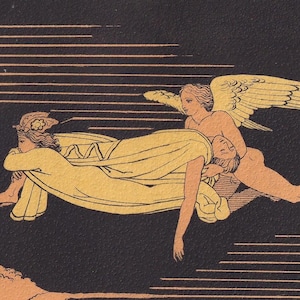 1880 SLEEP and DEATH Print - Greek Myths, Homer, Trojan War Print - Mythology Wall Art - 7.5 x 5 Inches