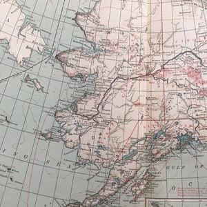 1903 Große ALASKA KARTE - Karte der US-Staten - Amerika Landkarte - Amerikanische Kartographie - Landkarte Wandkunst - 120 Jahre alt