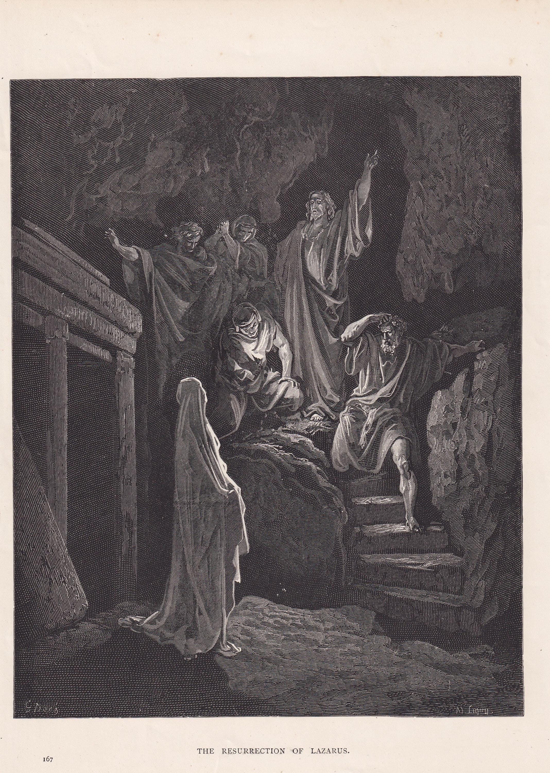 1870 GUSTAVE DORE Print the Resurrection Of Lazarus Dore Wall Art 