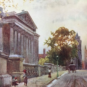 1907 CAMBRIDGE - FITZWILLIAM MUSEUM - William Mathison - Cambridge University Print - Cambridge Painting - 116 Years Old