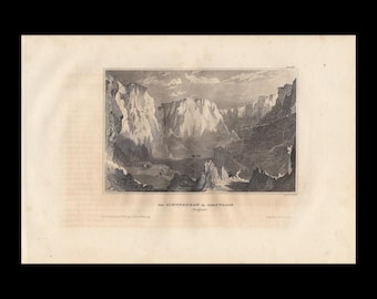 1837 St. Austell, Cornouailles, Angleterre - Gravure ancienne sur acier - Décoration murale de voyage - XIXe siècle - 26,7 x 18,4 cm