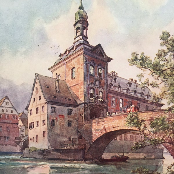 1912 GERMANY - BAMBERG - Germany Print - German City Print - Germany Painting - 8.5 x 6 Inches