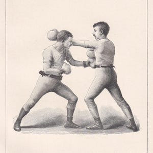 Impresión de BOXEO de 1890: primera parte del cuerpo: regalo de boxeador: impresión de boxeo antigua: arte mural de boxeo: deporte: Día del padre: 5,25 x 7,25 pulgadas