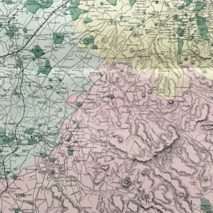 1895 ENVIRONS of DUBLIN - Carte ancienne originale - Cartographie, carte Bacon - Grande carte murale - Carte du comté d'Irlande - Plus de 120 ans