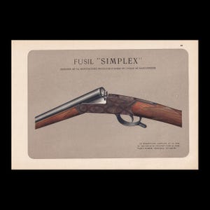 ANNONS FÖR FRANSK VAPEN 1931 - Fusil Simplex - Original Antik Tryck - Väggkonst för Vapenannons - 28 x 18 cm