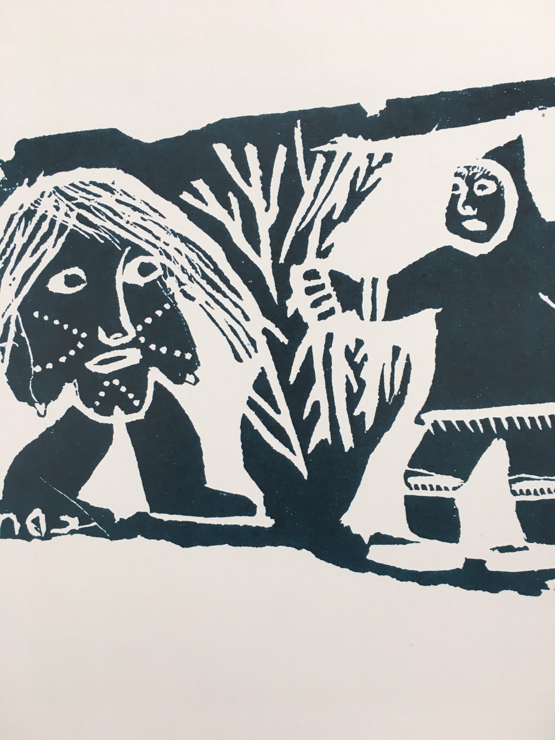 1974 INUIT ART legend Davidialuk Eskimo Wall Art Inuit Folk Art Native