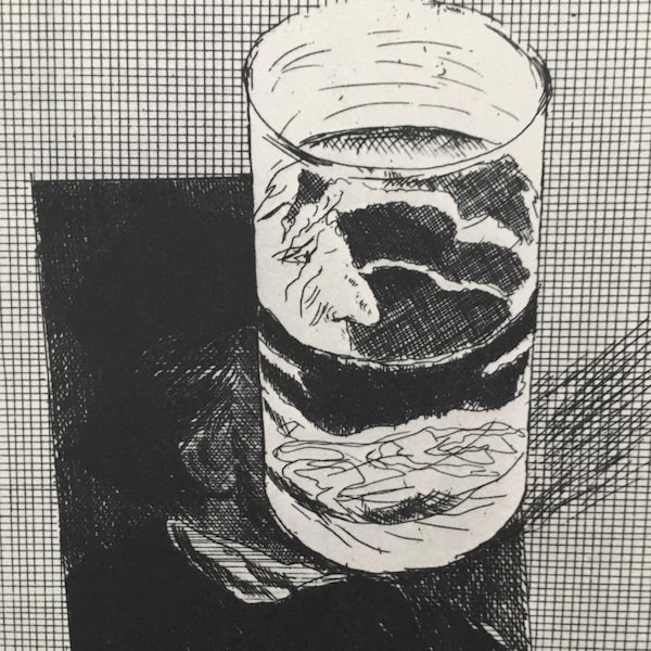 Vintage 1978 DAVID HOCKNEY - "Ansichtkaart van Richard Wagner met een glas water, 1973"-print - Hockney Art - Hockney Wall Art -