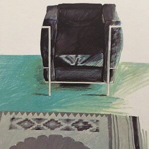Vintage 1978 DAVID HOCKNEY - "Corbusier Chair and Rug, 1969" Print - Hockney Art - Hockney Wall Art -   8 x 8.12 Inches