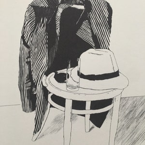 1978 DAVID HOCKNEY - "Panama Hat, 1972" Print - Fine Art Print - Hockney Wall Art -  Vintage Print - 8 x 8.12 Inches