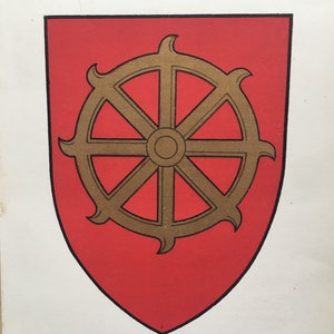 1931 CAMBRIDGE - St. CATHARINE'S COLLEGE Coat of Arms - Wappen-Druck - Cambridge Universität - CAMBRIDGE Gemälde - 12 x 19 cm