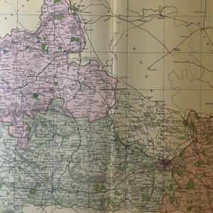 Carte du BERKSHIRE de 1895 - Carte ancienne originale - Cartographie, carte Bacon - Grande carte murale - Carte du comté d'Angleterre - Plus de 120 ans