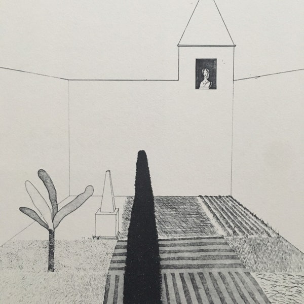 Vintage 1978 DAVID HOCKNEY - Print "Rapunzel Growing in the Garden, 1969" - Hockney Art - Hockney Wall Art - 8 x 8,12 inch