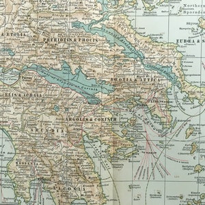 1903 Große GRIECHENLAND KARTE, Crete und Samos - Antike Griechenland Landkarte - Kartographie - Karte Wandkunst - 120 Jahre alt