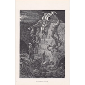 1870 GUSTAVE DORE Print - &quot;The Gnarled Monster&quot; - Dore Wall Art - Antique Dore Engraving - 8.5 x 12.8 Inches