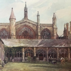 1903 OXFORD - NEW COLLEGE Cloisters, Universität Oxford - John Fulleylove - Antiker Oxford-Druck - 21 x 15 cm