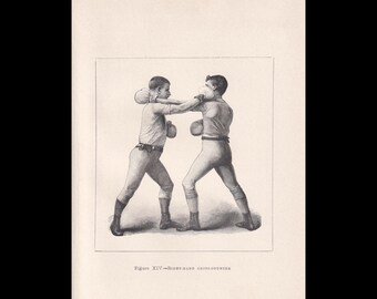 BOXING Druck - Rechter Cross-Counter - Boxer Geschenk - Antiker Boxdruck - Boxen Wandkunst - 13 x 18 cm