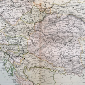 1891 AUSTRIA KARTE - Antike Europa Karte - Österreichische Geschichte, Kartographie - Antiker Druck - Über 130 Jahre alt